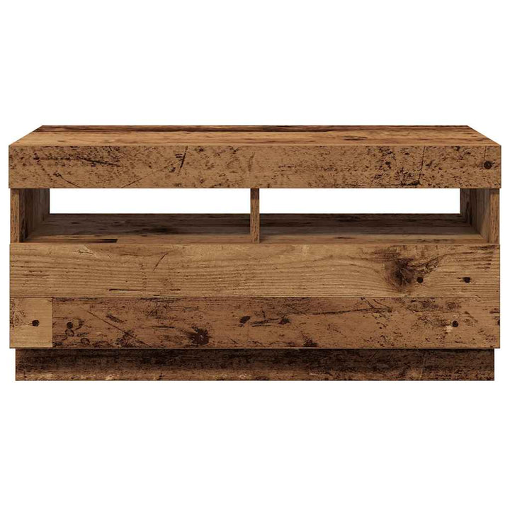 tv-bord med LED-lys 80x35x40 cm konstrueret træ antikt træ