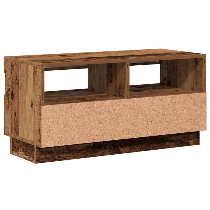 tv-bord med LED-lys 80x35x40 cm konstrueret træ antikt træ