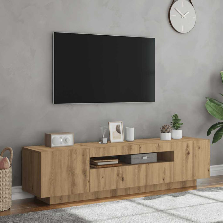 tv-bord med LED-lys 160x35x40 cm konstrueret træ kunsteg