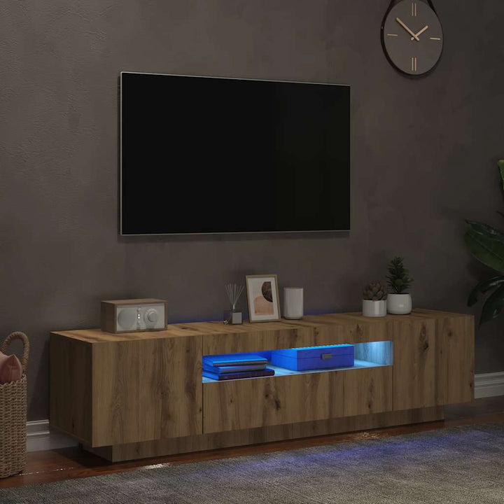 tv-bord med LED-lys 160x35x40 cm konstrueret træ kunsteg