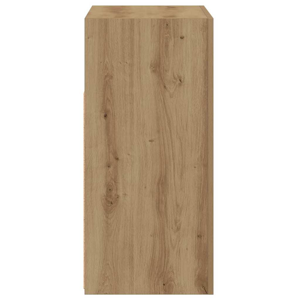 skænk med LED-lys 80x35x75 cm konstrueret træ kunsteg