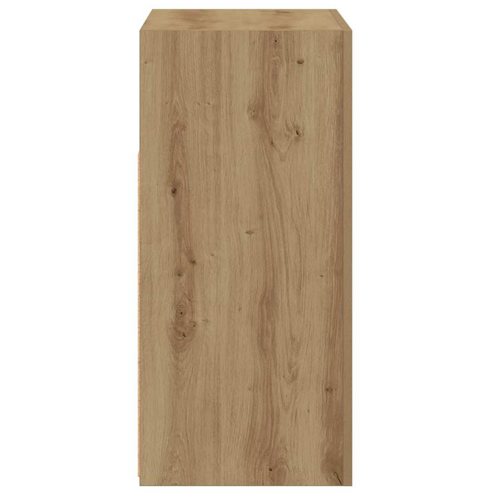 skænk med LED-lys 80x35x75 cm konstrueret træ kunsteg