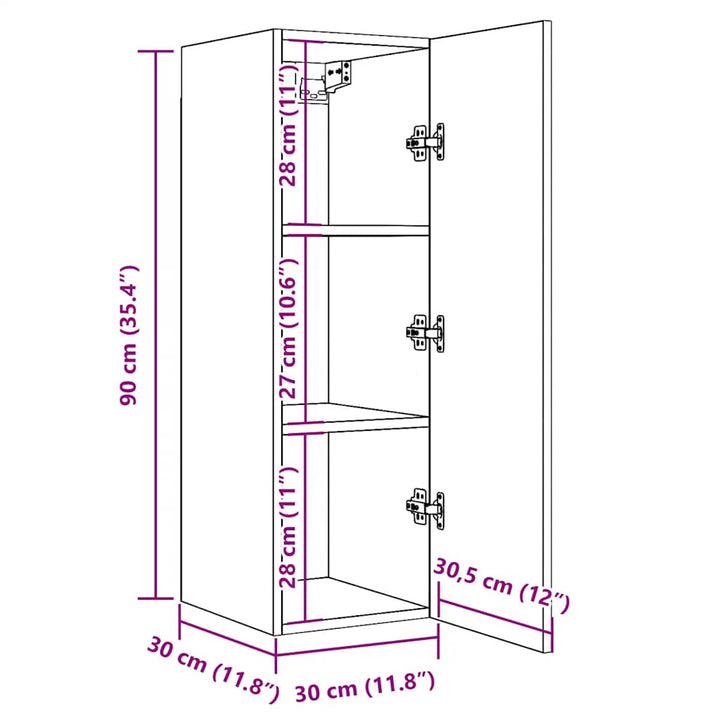 tv-skabe 2 stk. 30,5x30x90 cm konstrueret træ antikt træ
