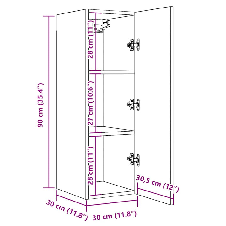 tv-skabe 2 stk. 30,5x30x90 cm konstrueret træ kunsteg