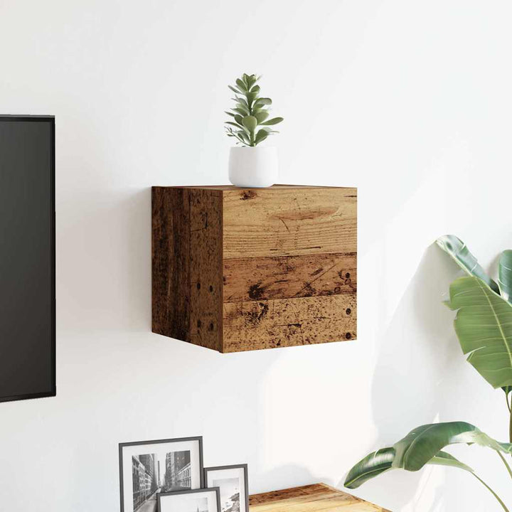 væghængt tv-skab 30,5x30x30 cm antikt træ