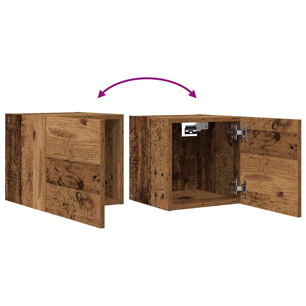 væghængt tv-skab 30,5x30x30 cm antikt træ