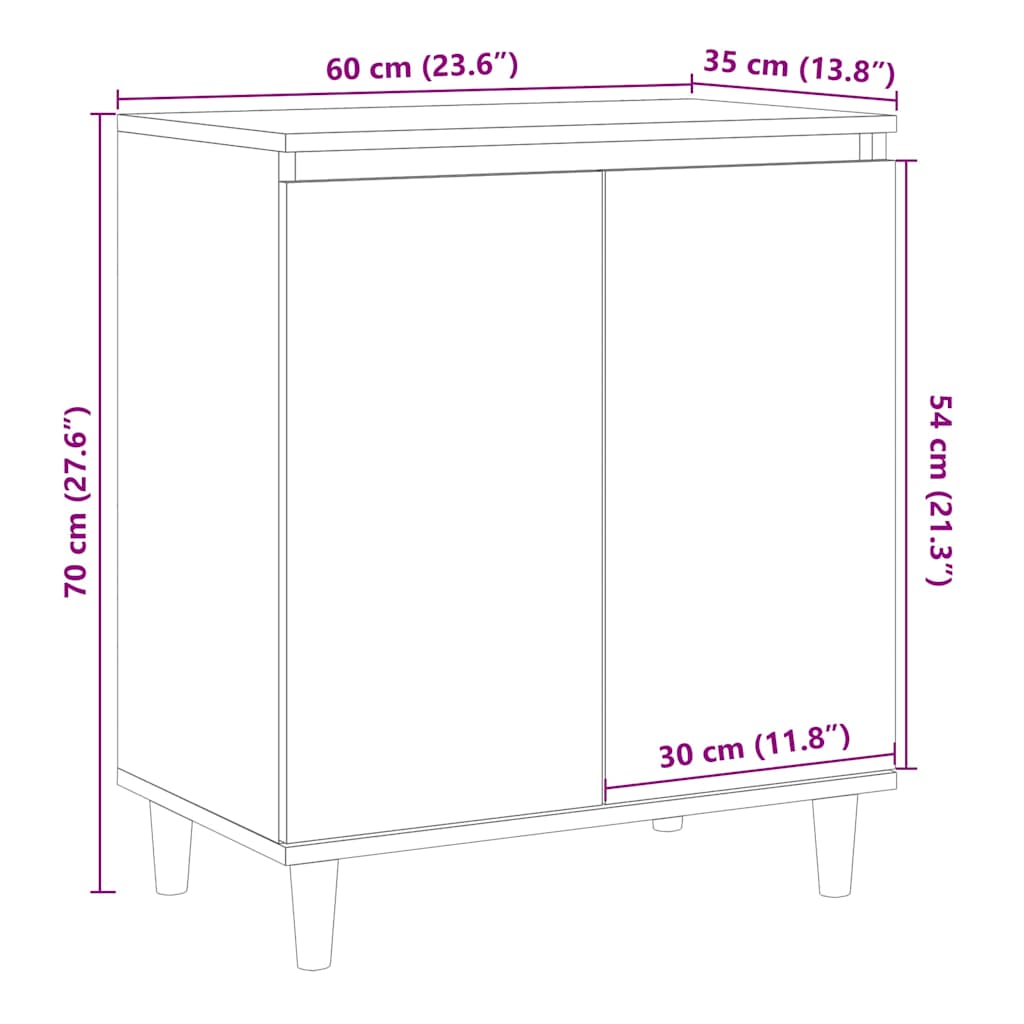 skænk 60x35x70 cm konstrueret træ antikt træ
