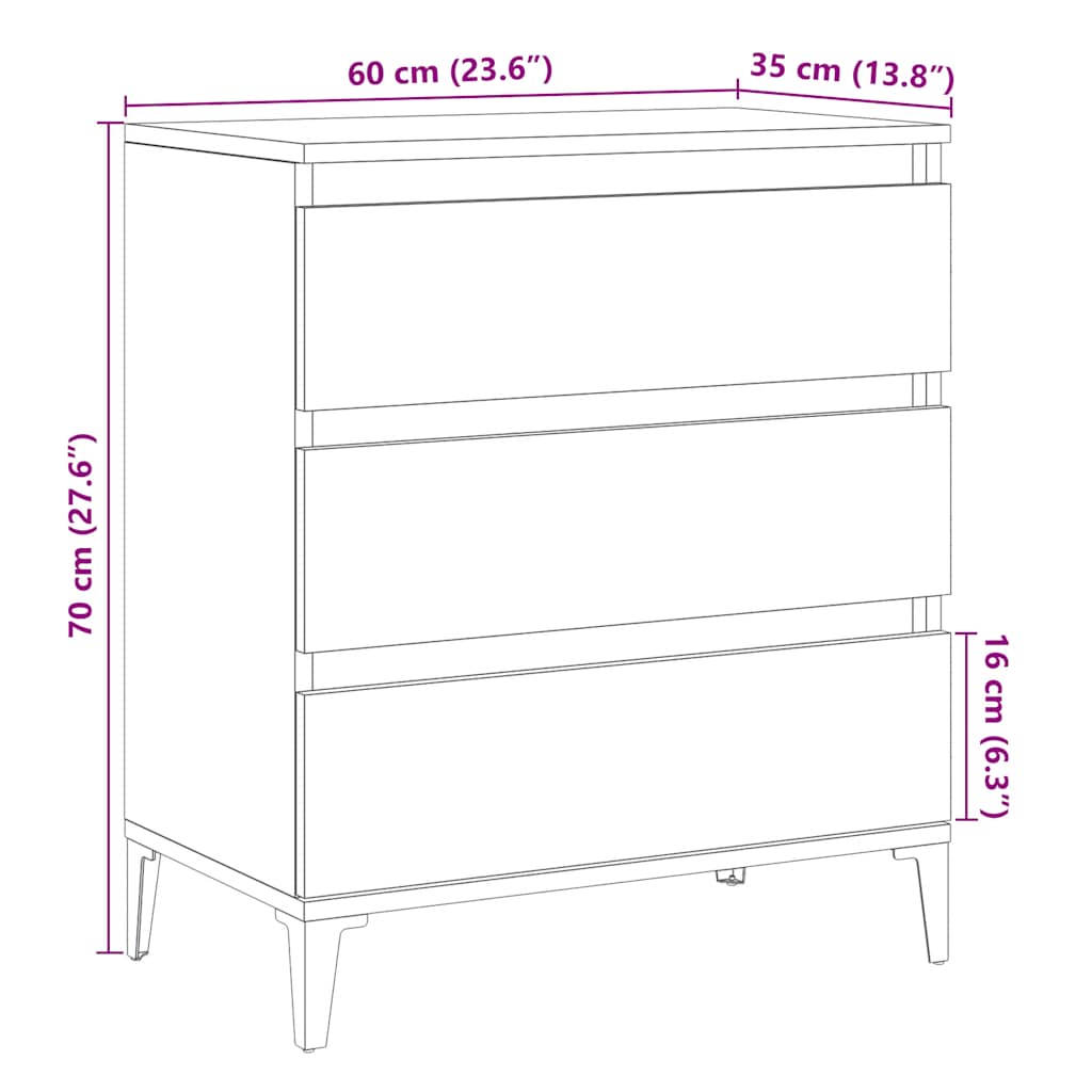 skænk 60x35x70 cm konstrueret træ antikt træ
