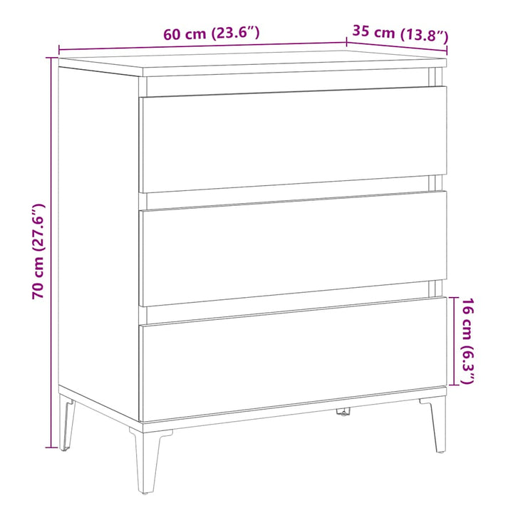 skænk 60x35x70 cm konstrueret træ antikt træ