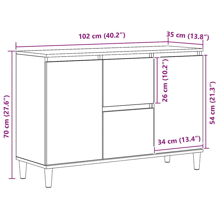 skænk 102x35x70 cm konstrueret træ kunsteg