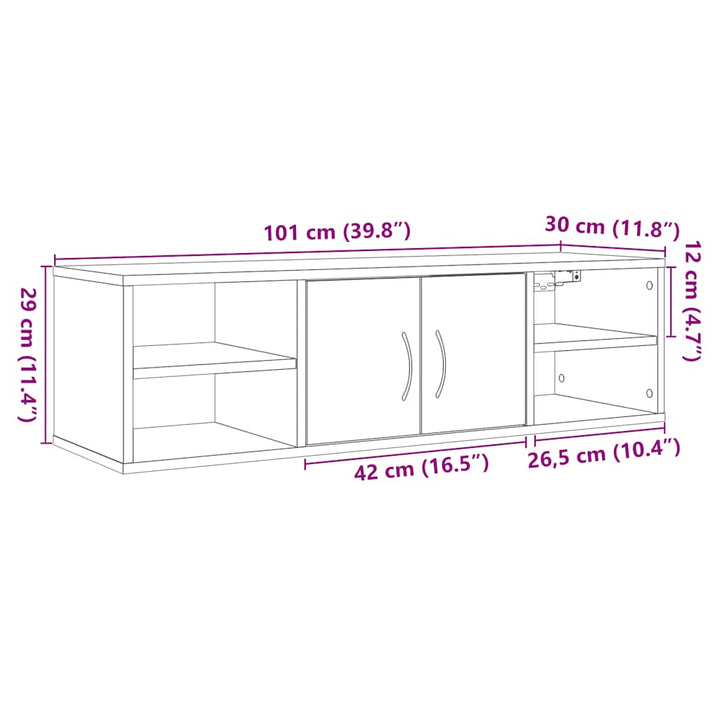 vægskab 101x30x29 cm konstrueret træ kunsteg