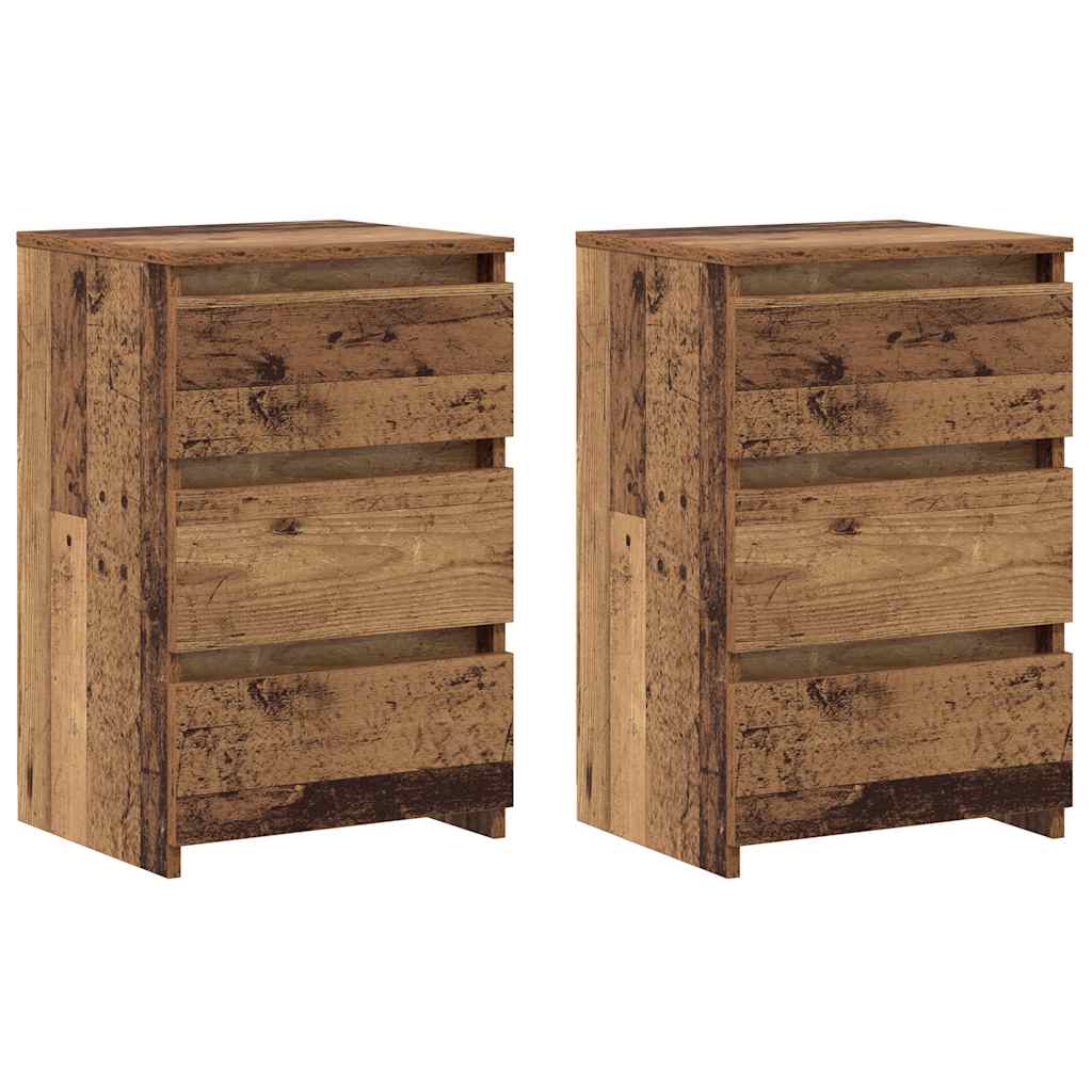 sengeborde 2 stk. 40x35x62,5 cm konstrueret træ gammelt trælook