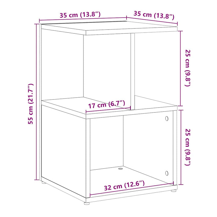 sengeskabe 2 stk. 35x35x55 cm konstrueret træ antikt træ