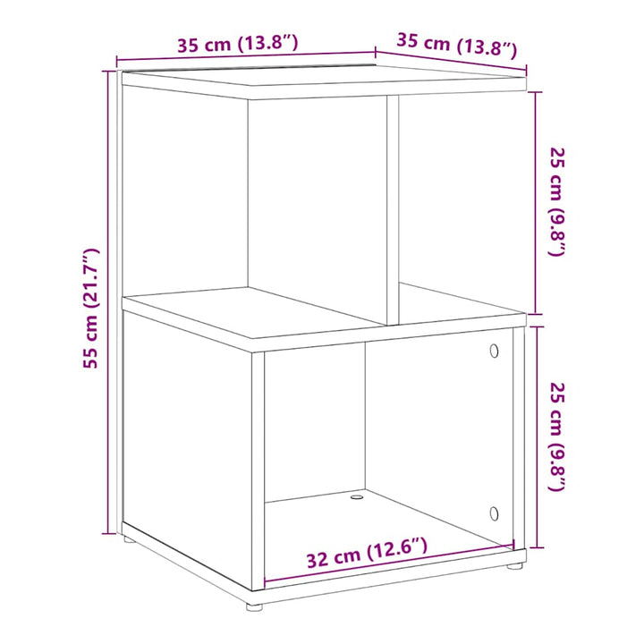 sengeborde 35x35x55 cm konstrueret træ egetræsfarve