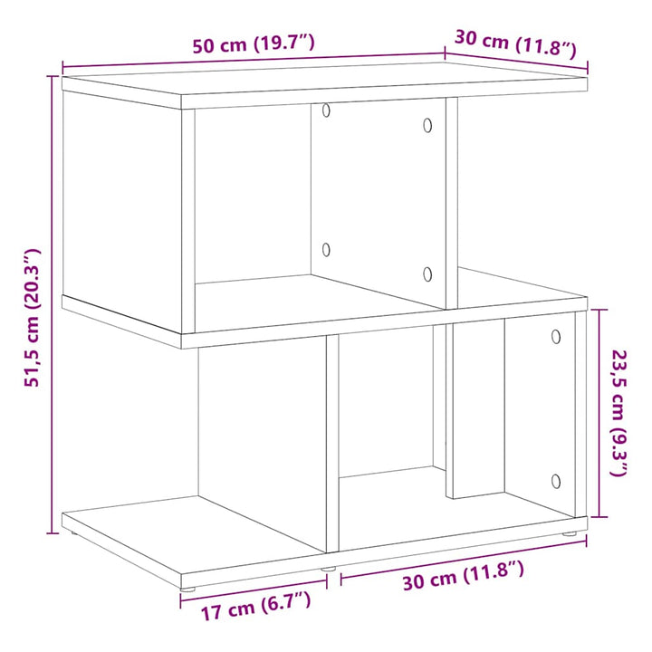 sengebord 50x30x51,5 cm konstrueret træ kunsteg