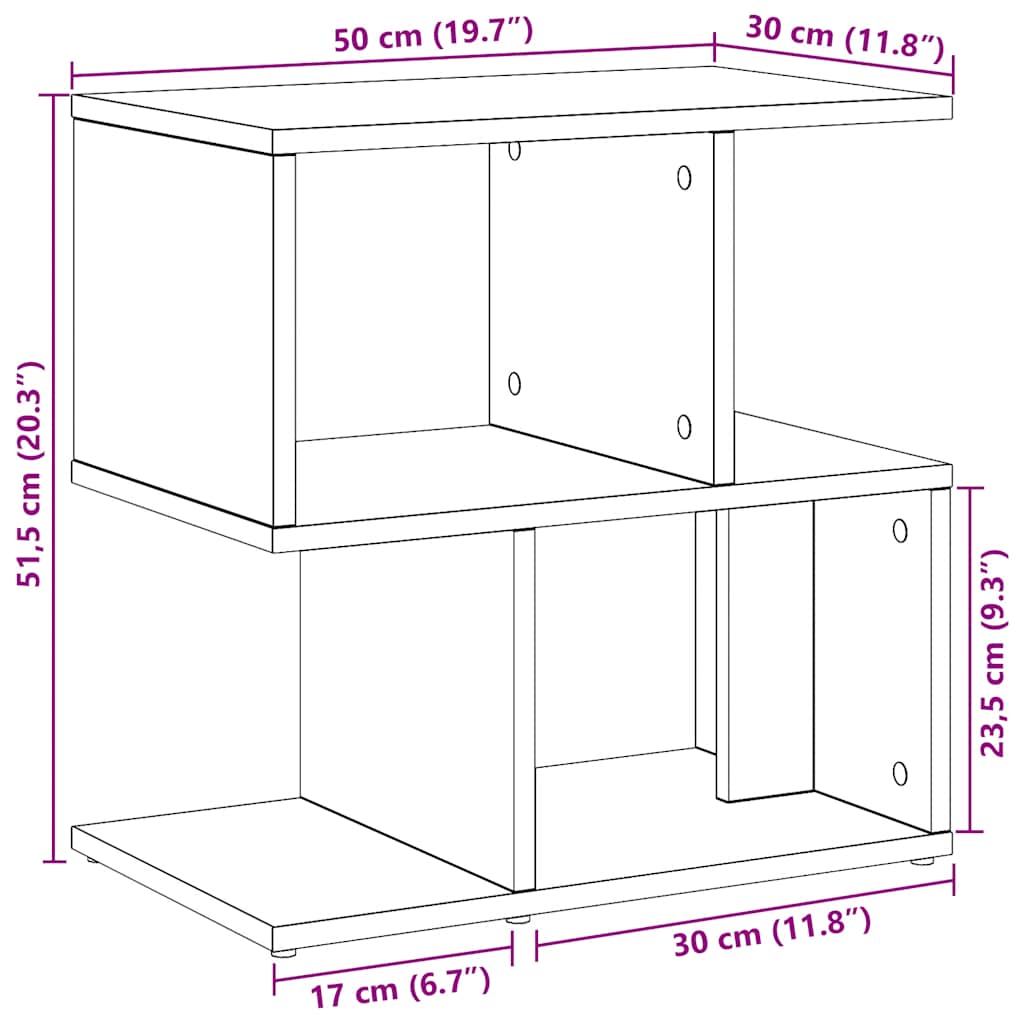 sengeborde 2 stk. 50x30x51,5 cm kunsteg