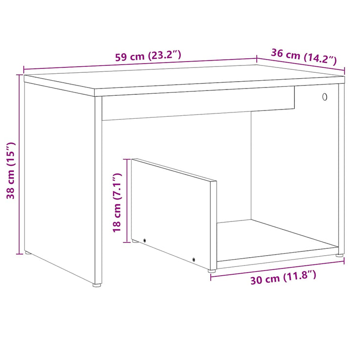 sidebord 59x36x38 cm konstrueret træ antikt træ