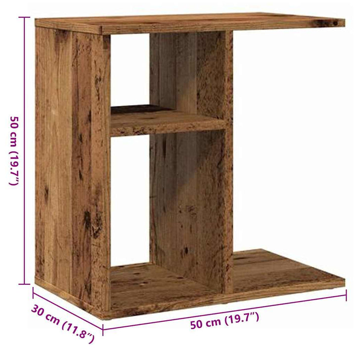 sidebord 50x30x50 cm konstrueret træ antikt træ