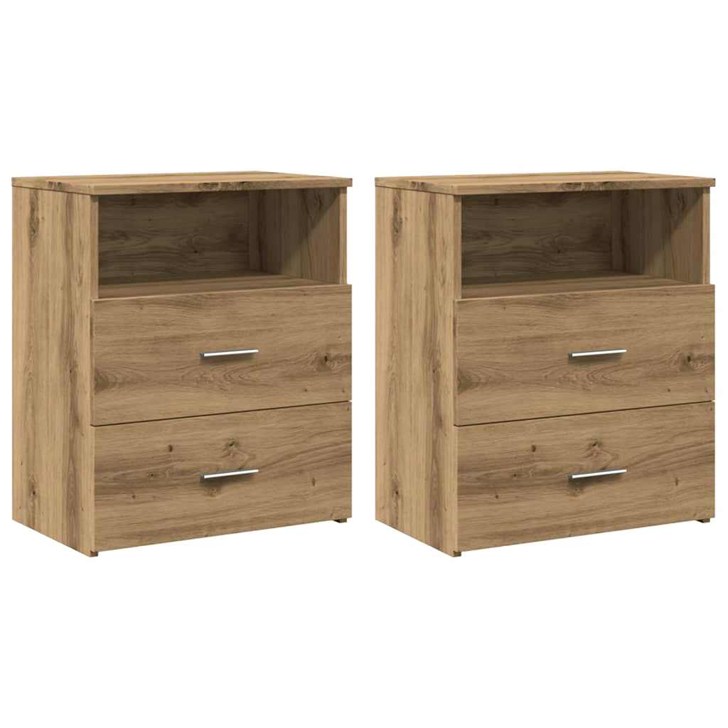 sengeborde 2 stk. 50x32x60 cm konstrueret træ kunsteg