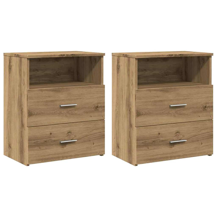 sengeborde 2 stk. 50x32x60 cm konstrueret træ kunsteg