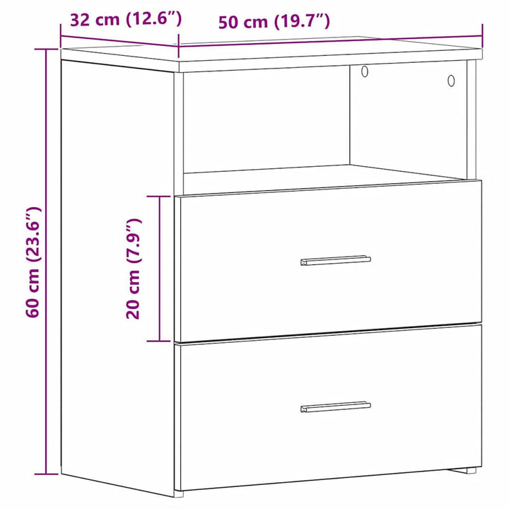 sengeborde 2 stk. 50x32x60 cm konstrueret træ kunsteg