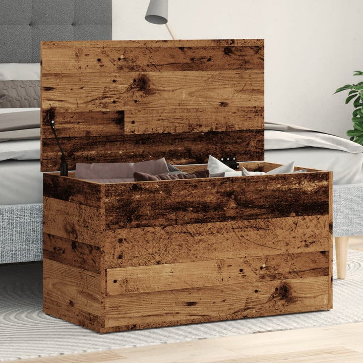 opbevaringskasse 84x42x46 cm konstrueret træ antikt trælook