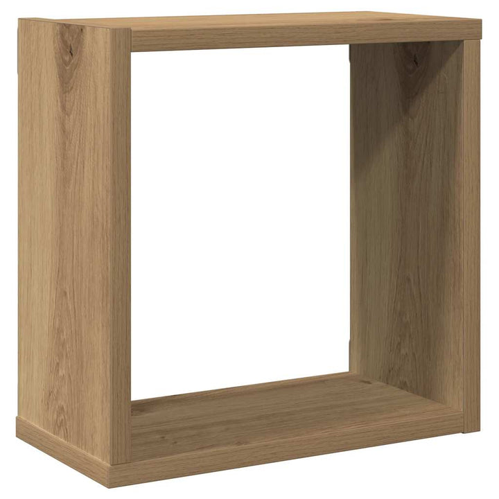 væghylder 2 stk. 30x15x30 cm kubeformet konstrueret træ kunsteg