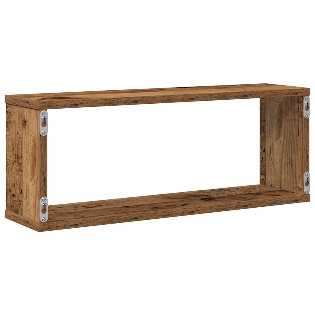 væghylder 4 stk. 60x15x23 cm kubeformet konstrueret træ sort