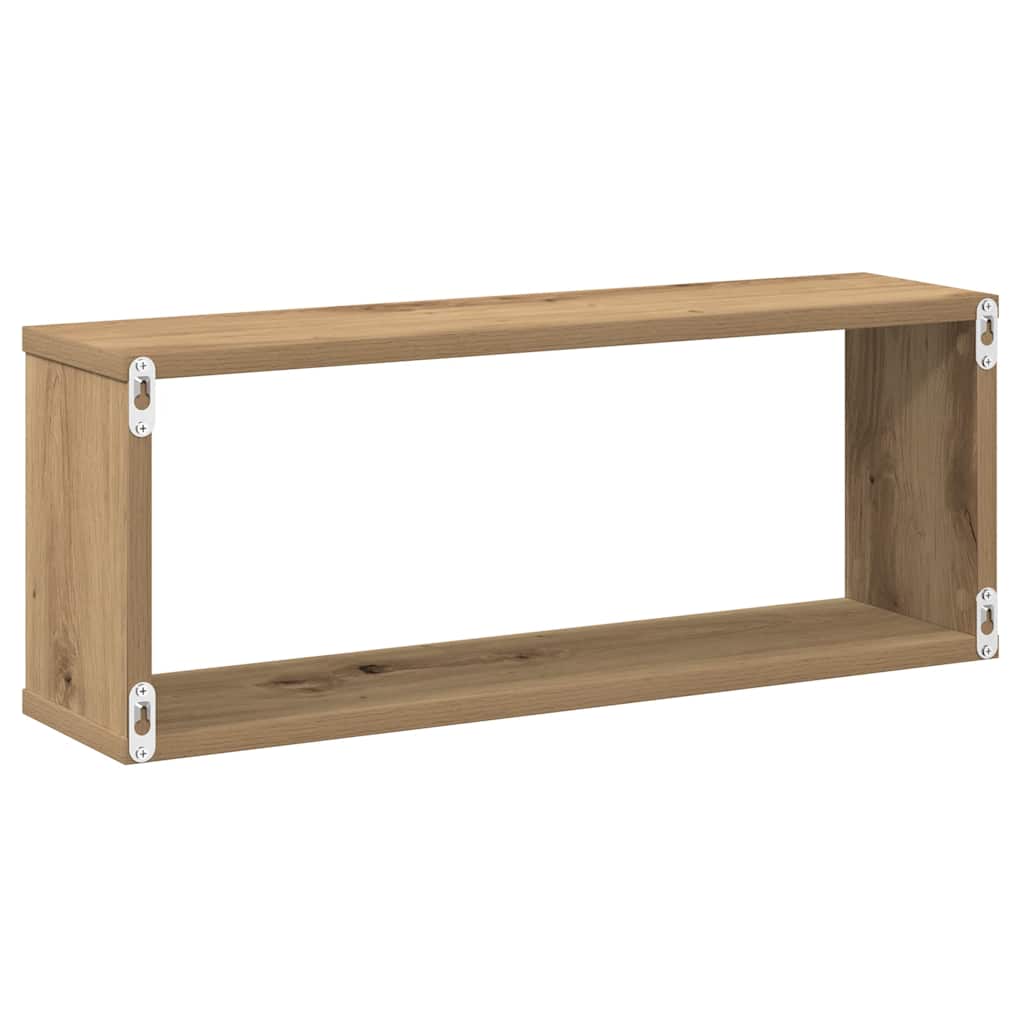 væghylder 2 stk. 60x15x30 cm kubeformet konstrueret træ kunsteg