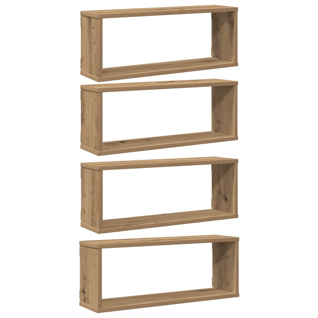 væghylder 4 stk. 60x15x30 cm kubeformet konstrueret træ kunsteg