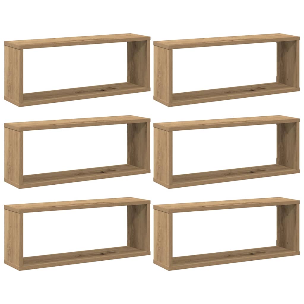væghylder 6 stk. 60x15x30 cm kubeformet konstrueret træ kunsteg