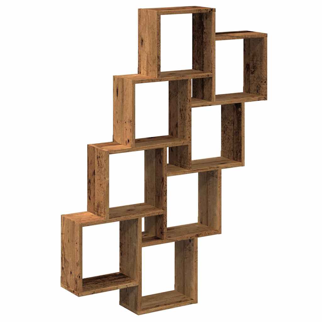 vægreol 90x15x119,5cm kubeformet konstrueret træ antikt trælook