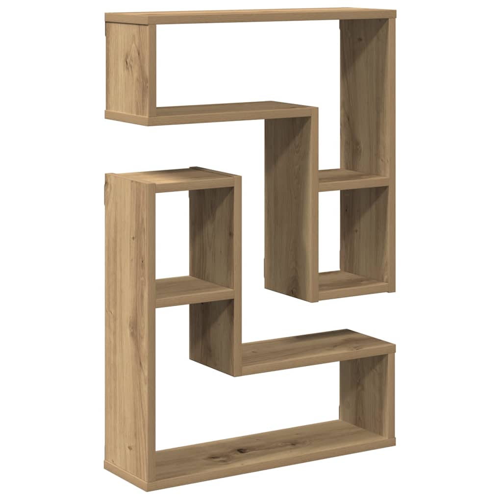 væghylder 2 stk. 50x15x50 cm kubeformet konstrueret træ kunsteg