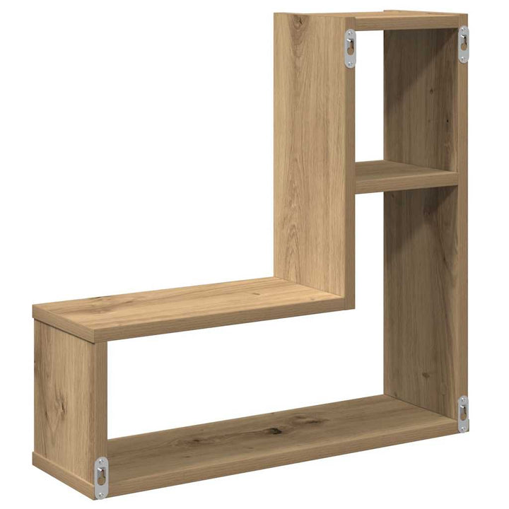 væghylder 2 stk. 50x15x50 cm kubeformet konstrueret træ kunsteg