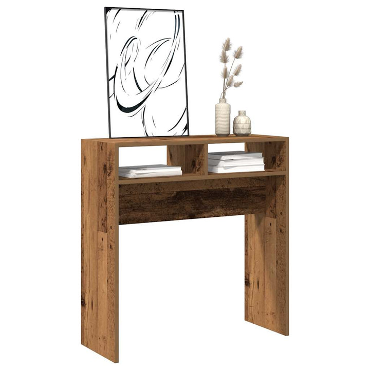 konsolbord 78x30x80 cm konstrueret træ antikt træ