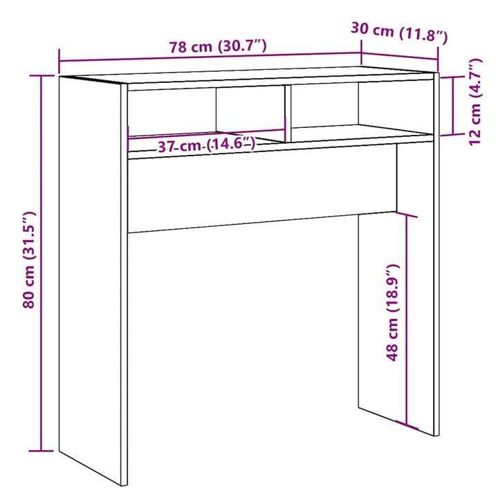 konsolbord 78x30x80 cm konstrueret træ kunsteg