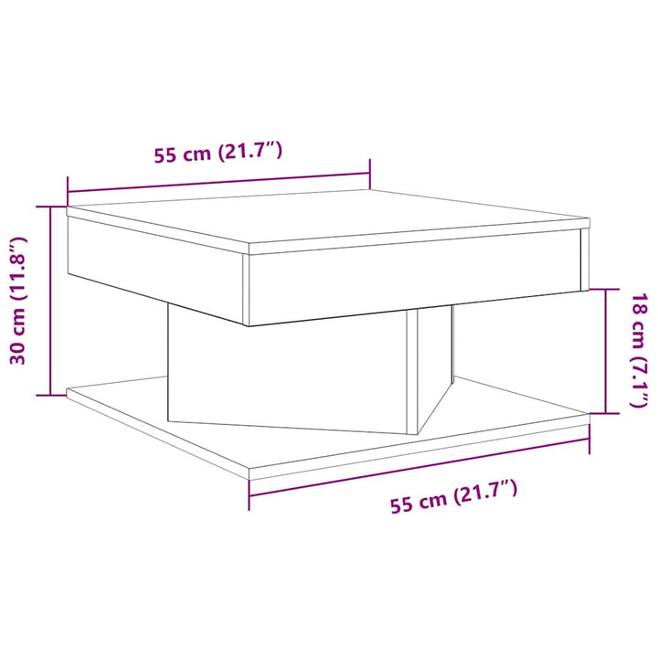 sofabord 55x55x30 cm konstrueret træ kunsteg