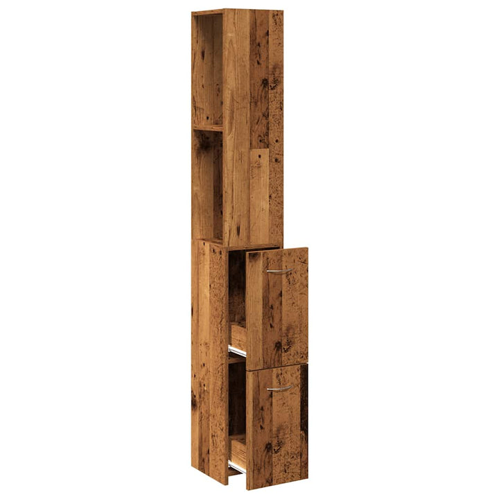 badeværelsesskab 25x25x170 cm konstrueret træ gammelt trælook