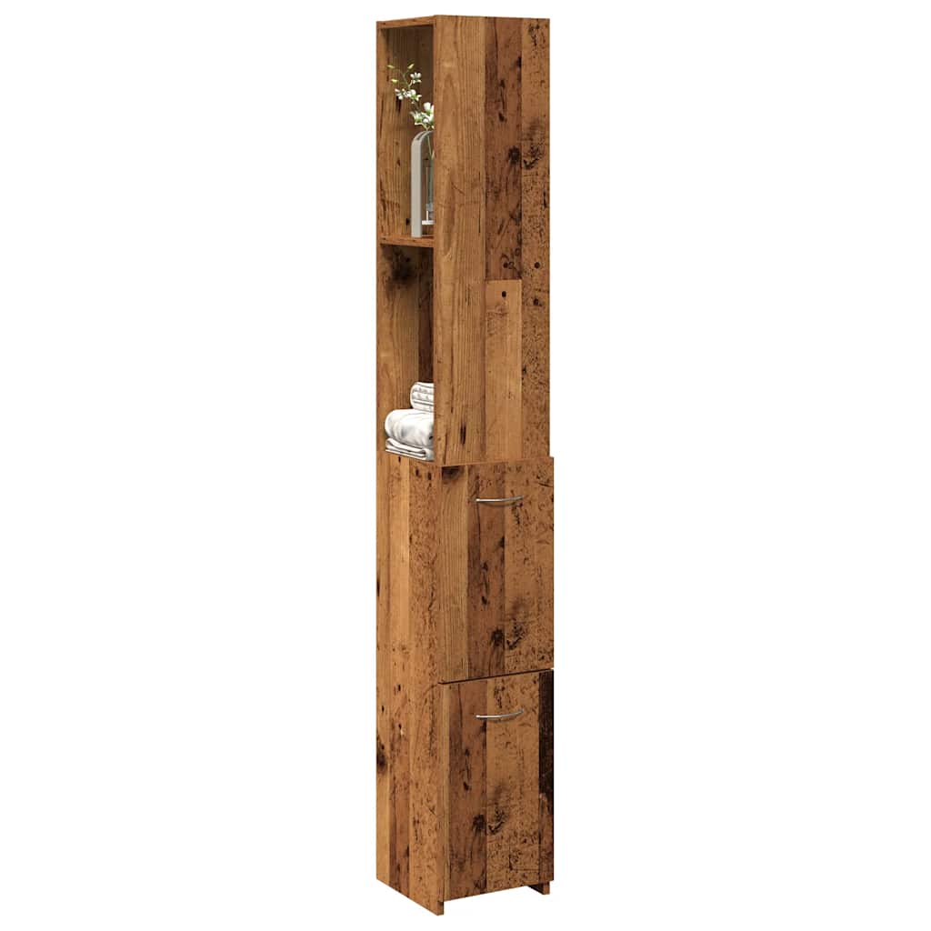 badeværelsesskab 25x25x170 cm konstrueret træ gammelt trælook