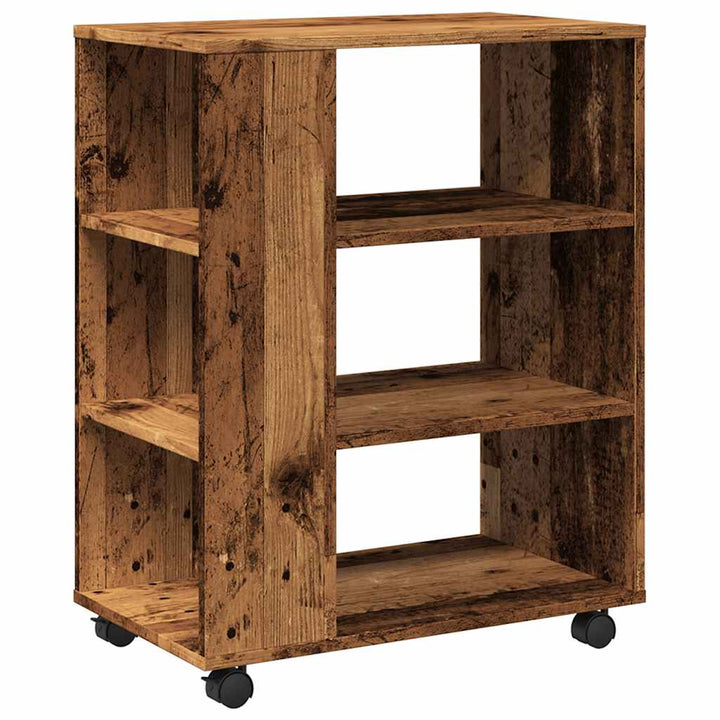 rulleskab 60x35x75 cm konstrueret træ antikt træ