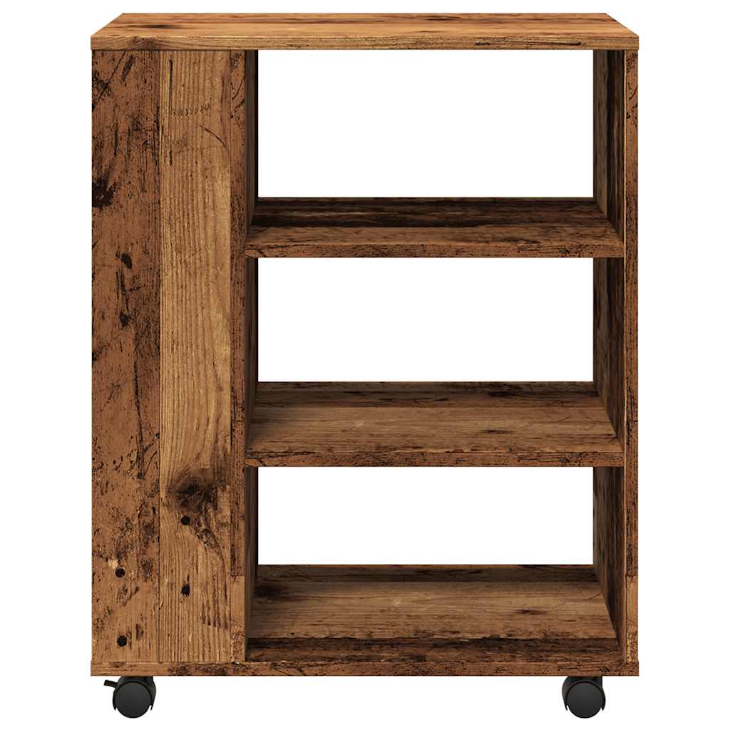 rulleskab 60x35x75 cm konstrueret træ antikt træ