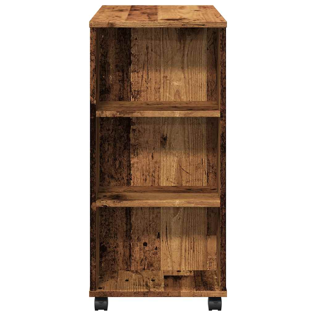 rulleskab 60x35x75 cm konstrueret træ antikt træ