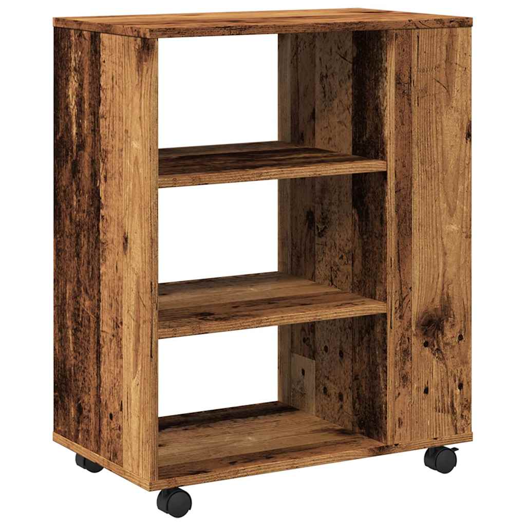 rulleskab 60x35x75 cm konstrueret træ antikt træ