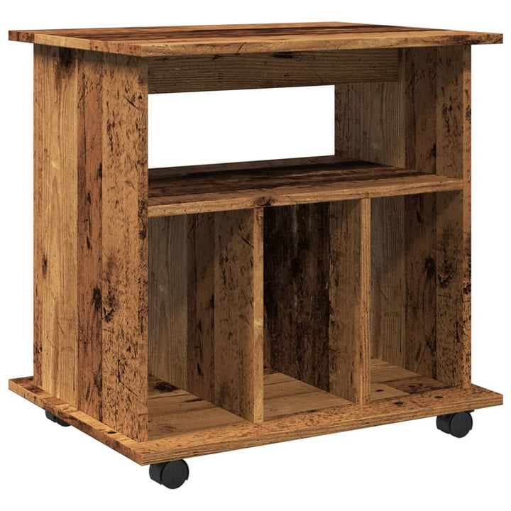 rulleskab 60x45x60 cm konstrueret træ antikt træ