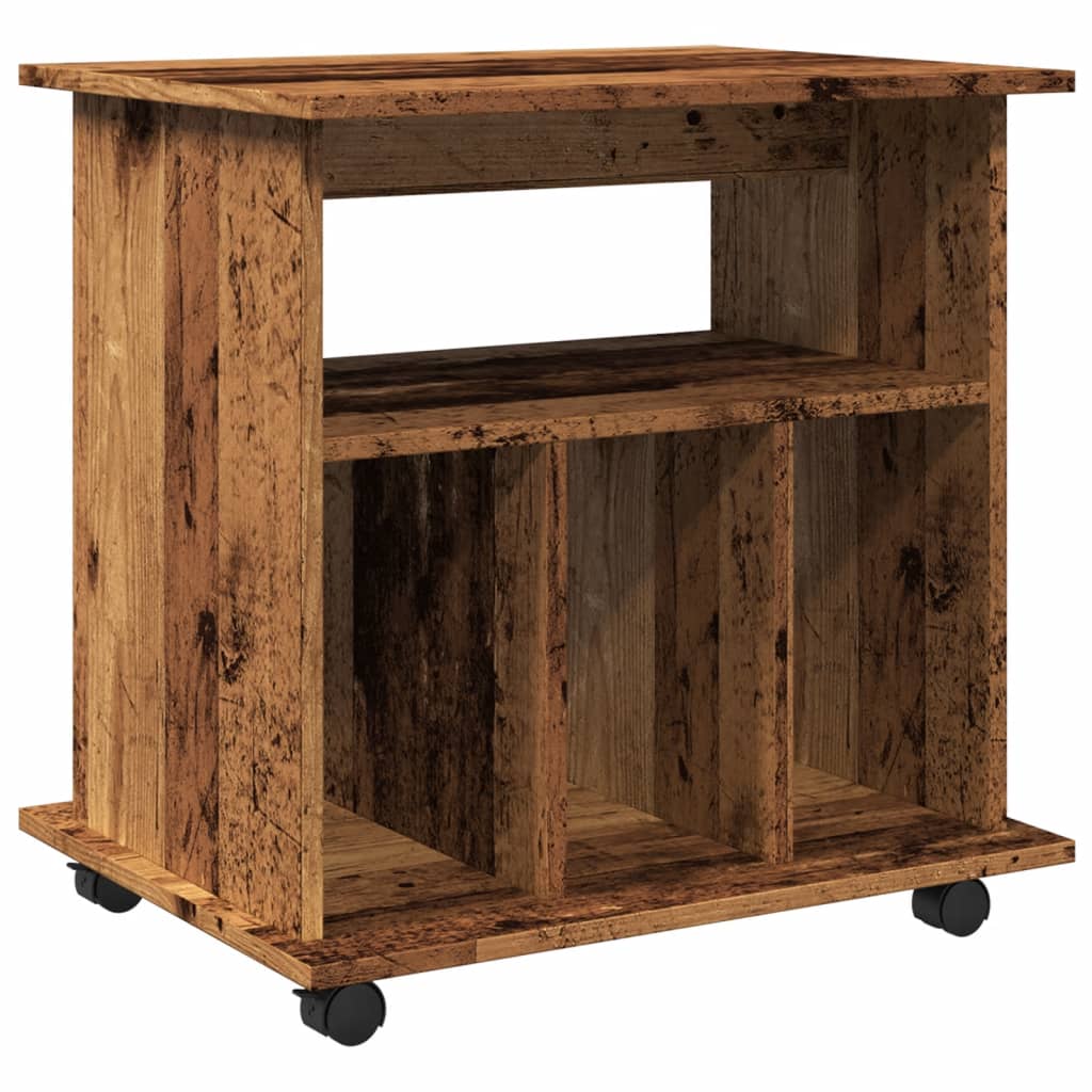 rulleskab 60x45x60 cm konstrueret træ antikt træ