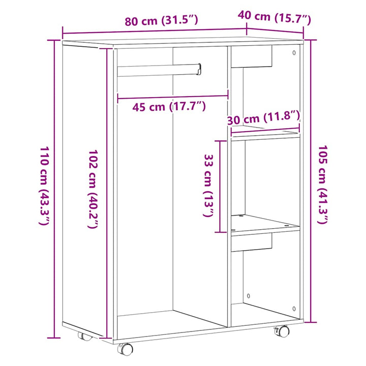 garderobe 80x40x110 cm konstrueret træ kunsteg