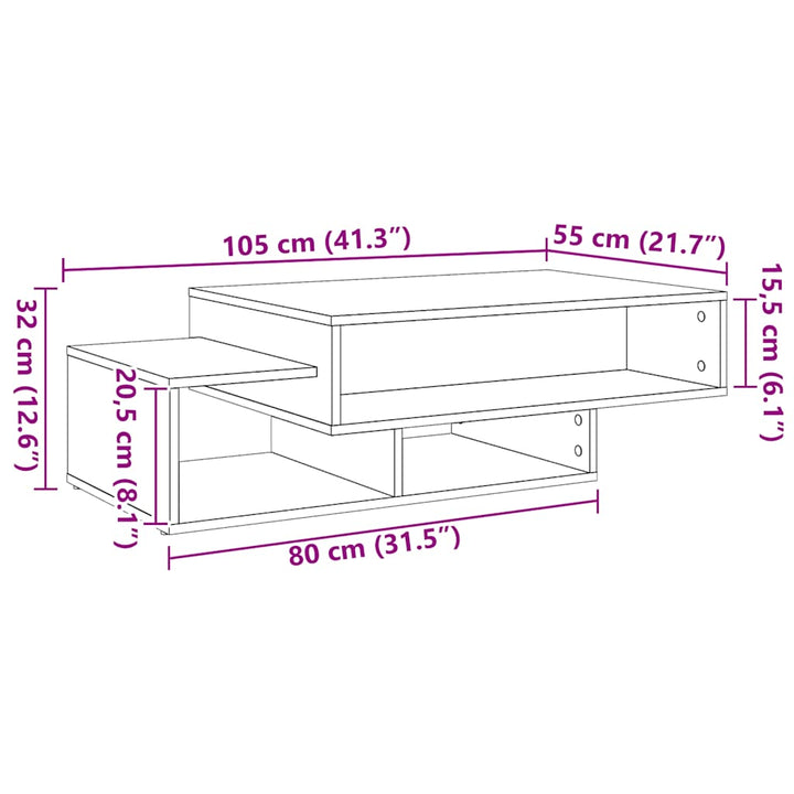 sofabord 105x55x32 cm konstrueret træ kunsteg
