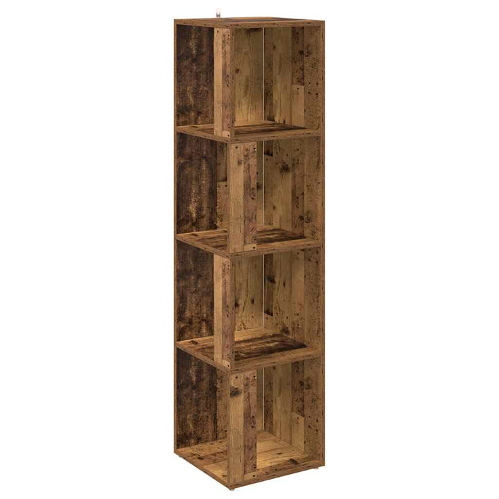 hjørnereol 33x33x132 cm konstrueret træ antikt træ