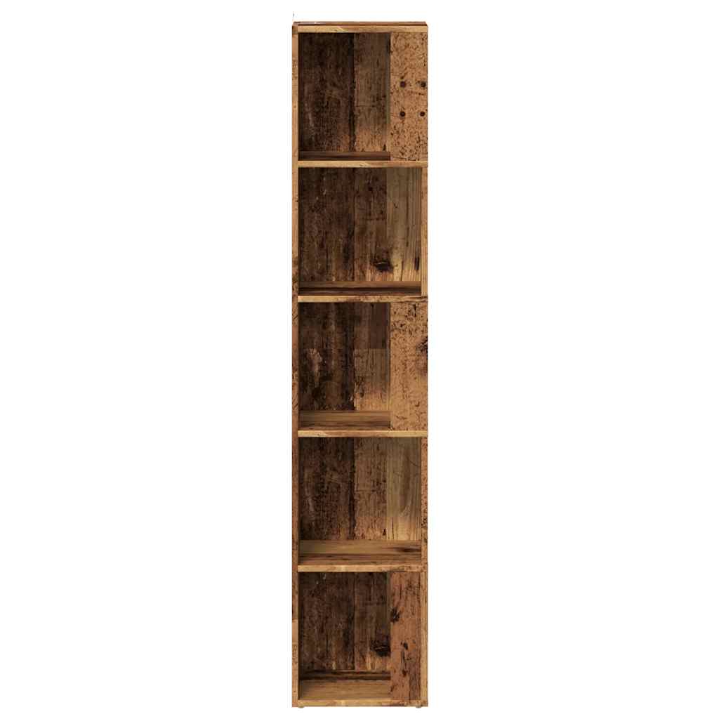 hjørnereol 33x33x165 cm konstrueret træ antikt træ