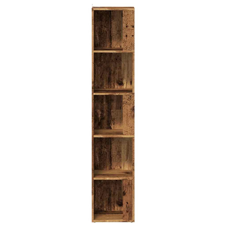 hjørnereol 33x33x165 cm konstrueret træ antikt træ